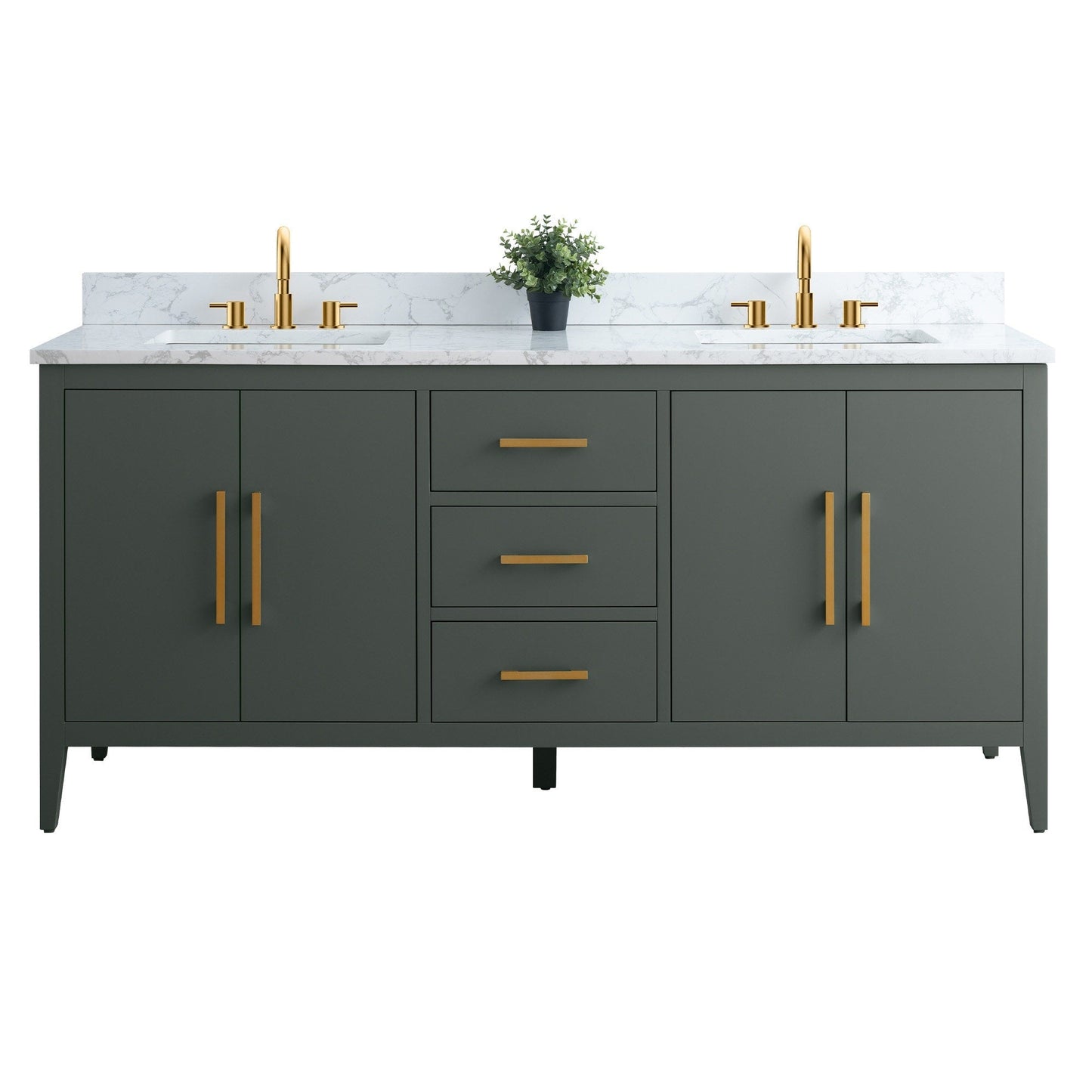 Mobiletto per lavabo da bagno Vanity Art 72 con doppio lavabo e piano in marmo ingegnerizzato