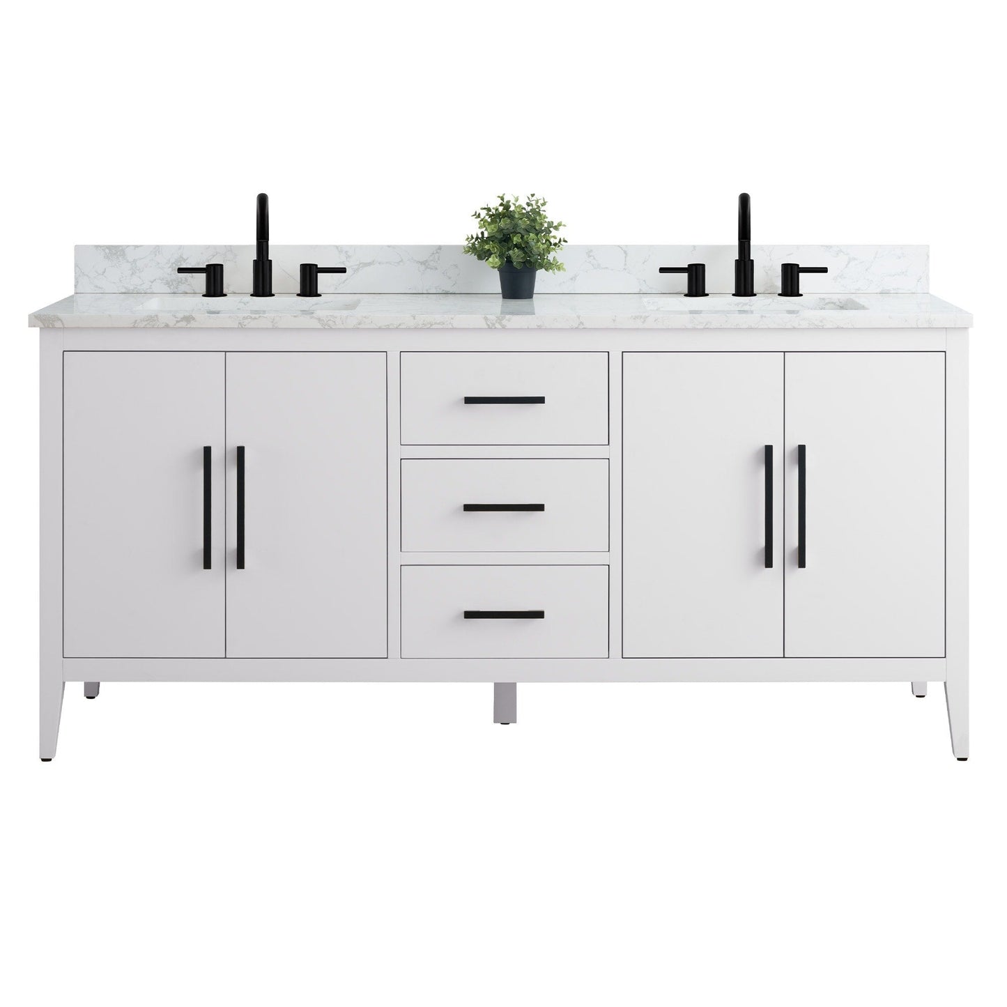 Mobiletto per lavabo da bagno Vanity Art 72 con doppio lavabo e piano in marmo ingegnerizzato