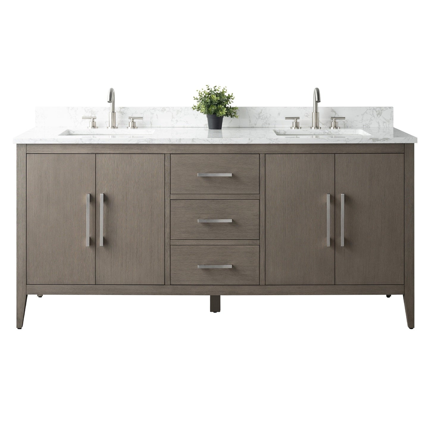 Mobiletto per lavabo da bagno Vanity Art 72 con doppio lavabo e piano in marmo ingegnerizzato