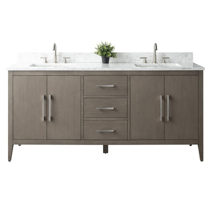 Mobiletto per lavabo da bagno Vanity Art 72 con doppio lavabo e piano in marmo ingegnerizzato