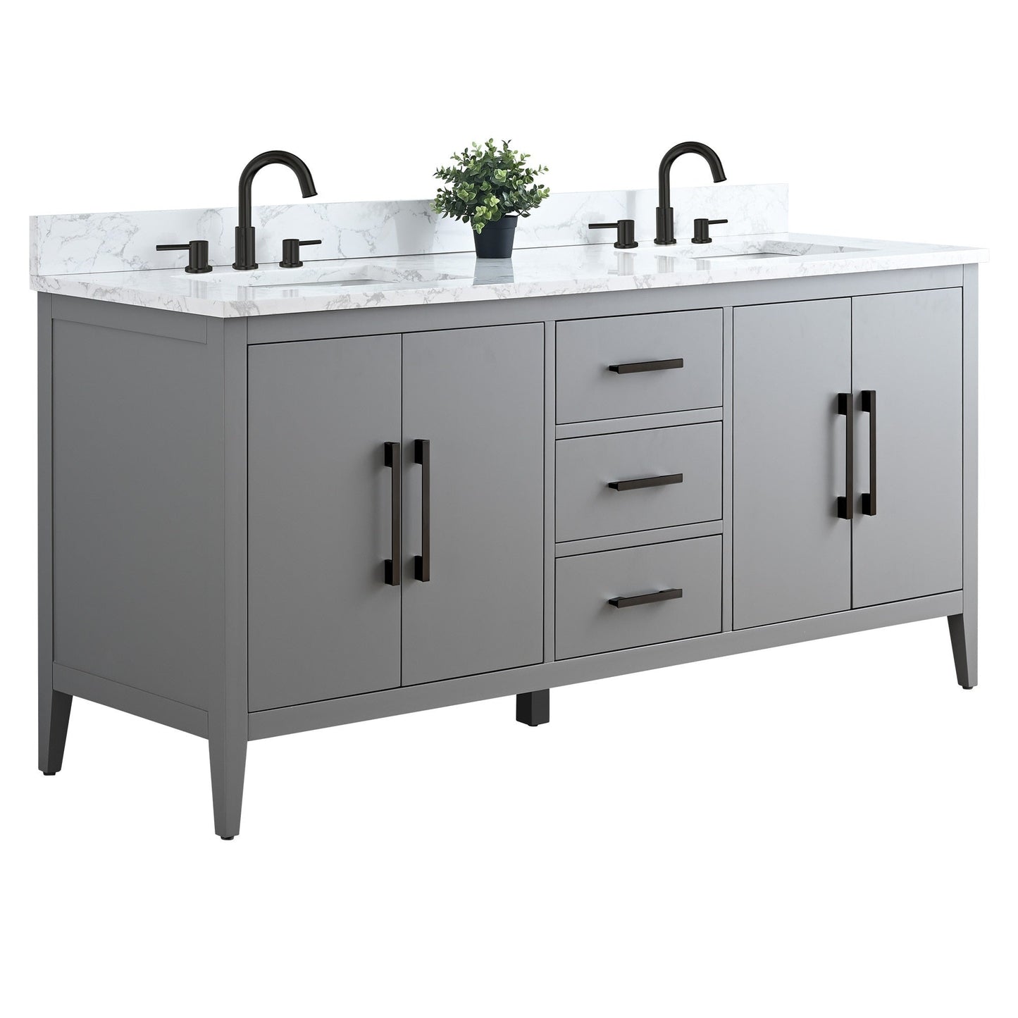 Mobiletto per lavabo da bagno Vanity Art 72 con doppio lavabo e piano in marmo ingegnerizzato