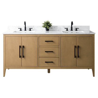Mobiletto per lavabo da bagno Vanity Art 72 con doppio lavabo e piano in marmo ingegnerizzato