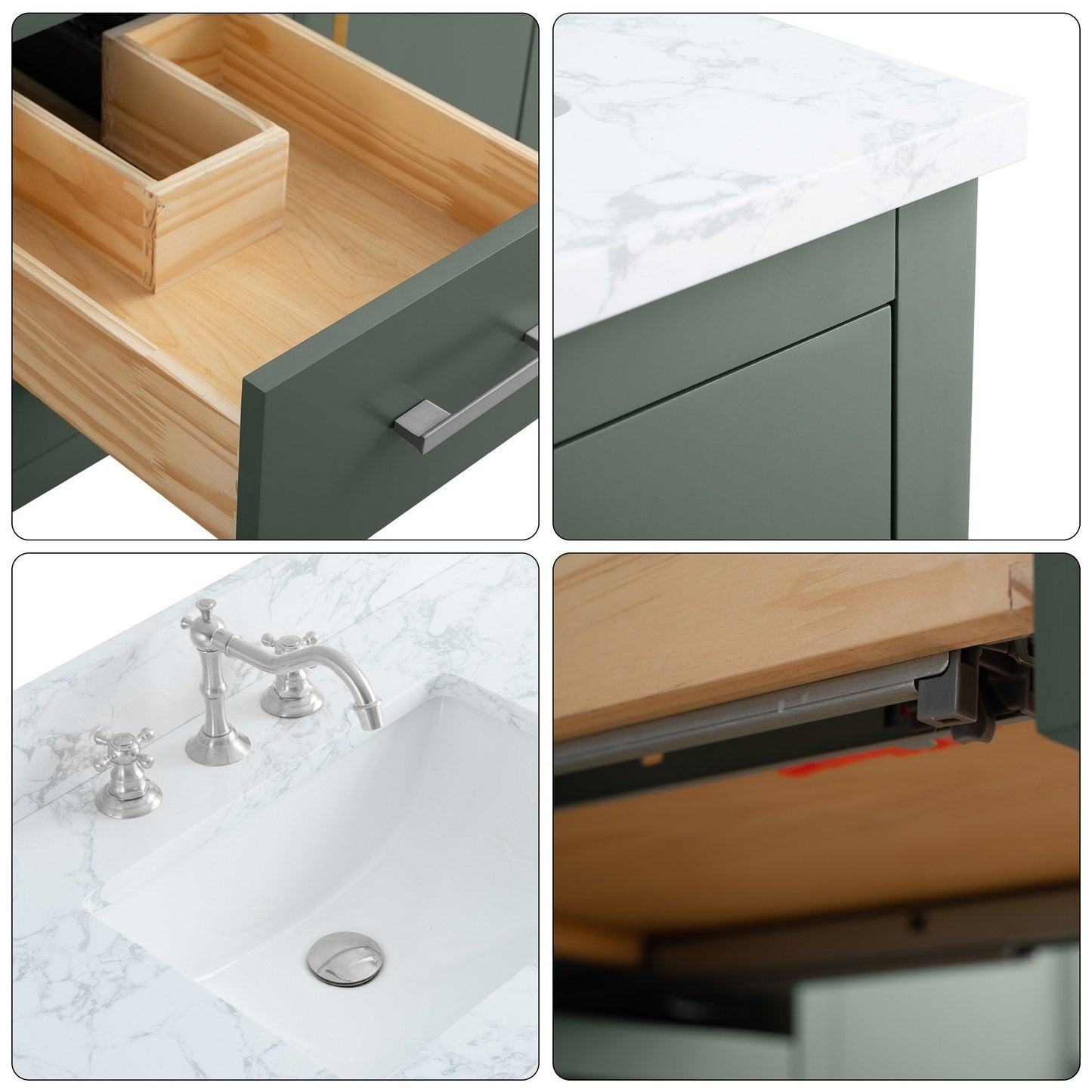Mobiletto per lavabo da bagno Vanity Art 72 con doppio lavabo e piano in marmo ingegnerizzato