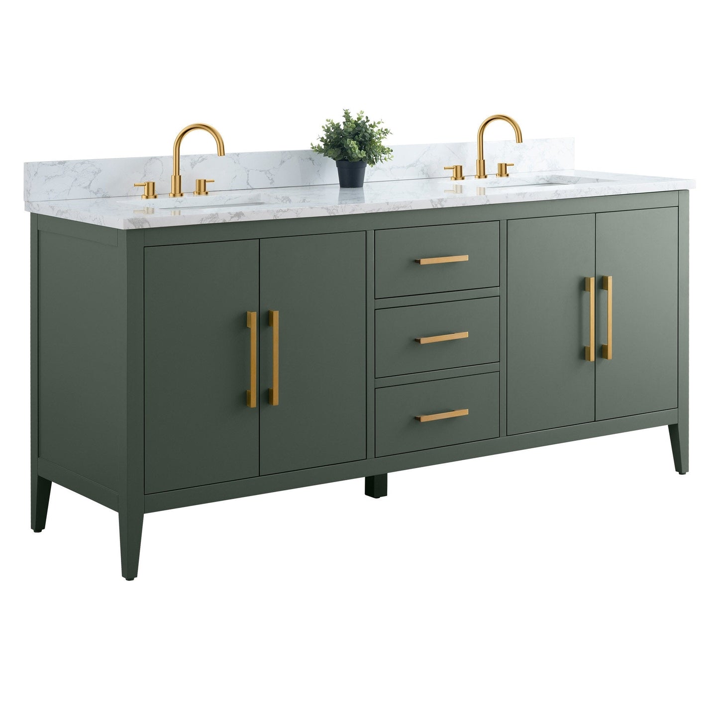 Mobiletto per lavabo da bagno Vanity Art 72 con doppio lavabo e piano in marmo ingegnerizzato