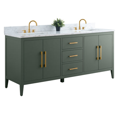 Mobiletto per lavabo da bagno Vanity Art 72 con doppio lavabo e piano in marmo ingegnerizzato