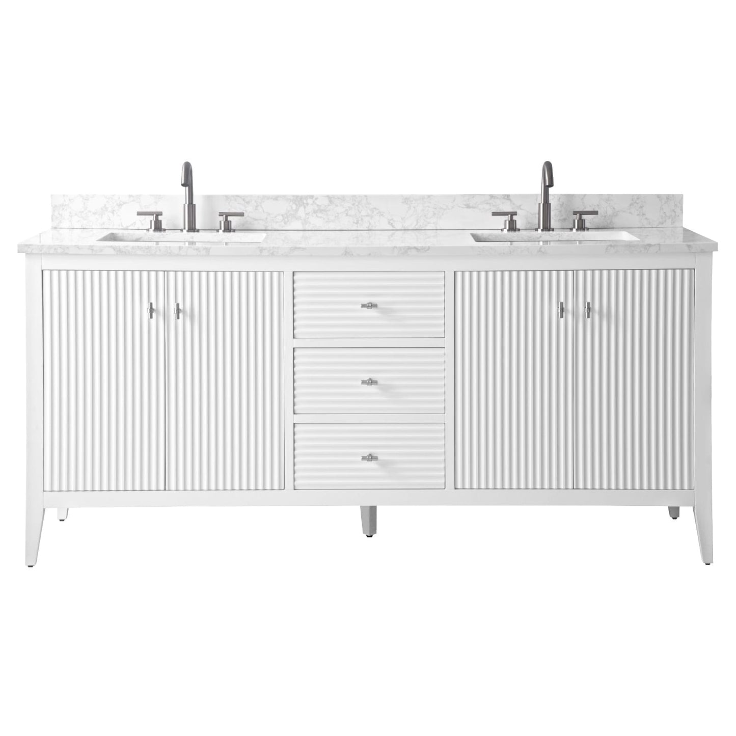 Mobiletto per lavabo da bagno Vanity Art 72 con doppio lavabo e piano in marmo ingegnerizzato