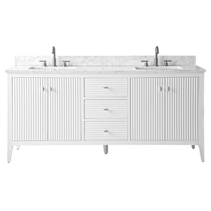 Mobiletto per lavabo da bagno Vanity Art 72 con doppio lavabo e piano in marmo ingegnerizzato