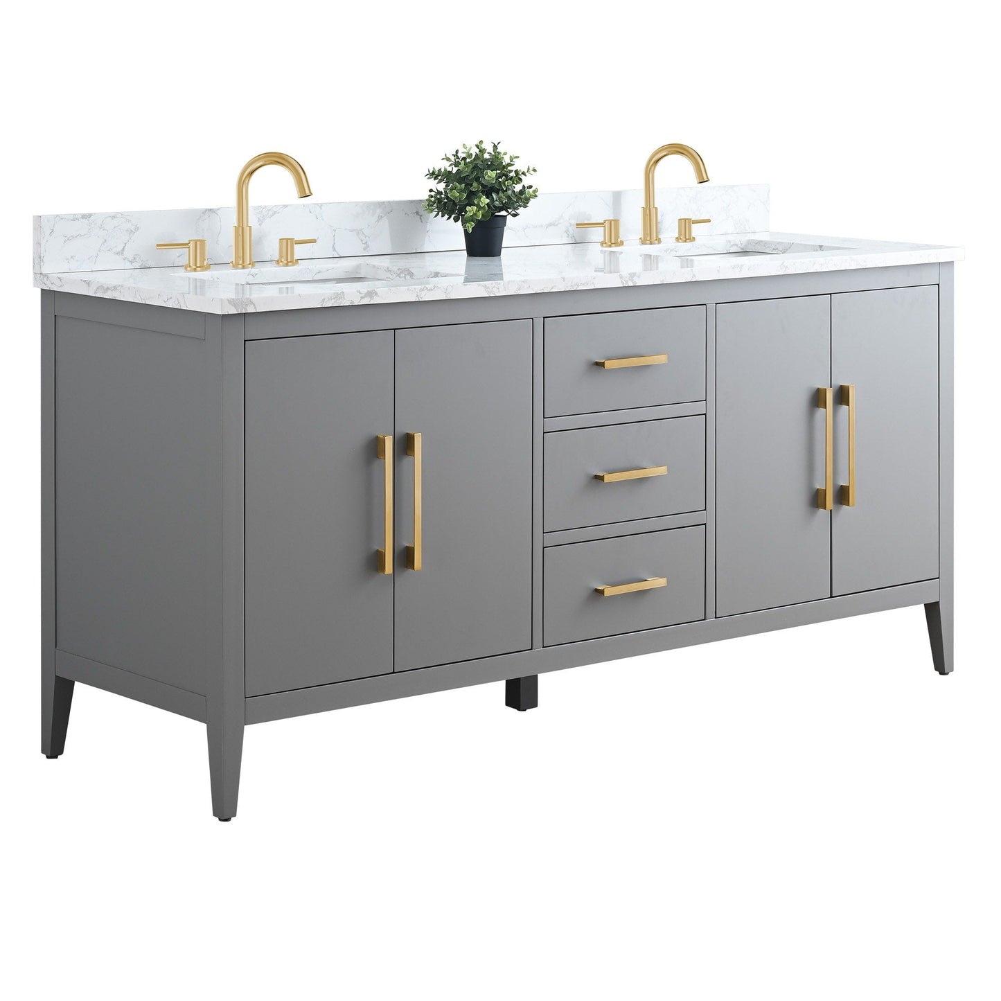 Mobiletto per lavabo da bagno Vanity Art 72 con doppio lavabo e piano in marmo ingegnerizzato
