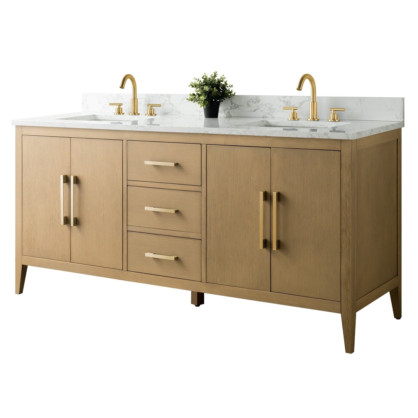 Mobiletto per lavabo da bagno Vanity Art 72 con doppio lavabo e piano in marmo ingegnerizzato