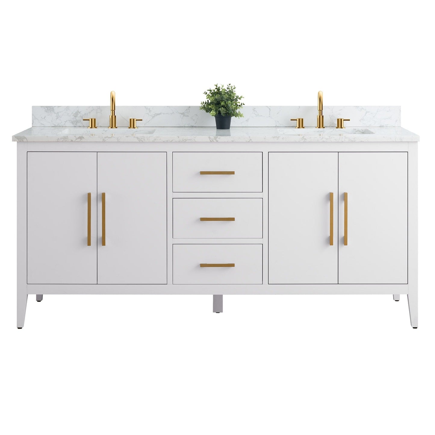 Mobiletto per lavabo da bagno Vanity Art 72 con doppio lavabo e piano in marmo ingegnerizzato