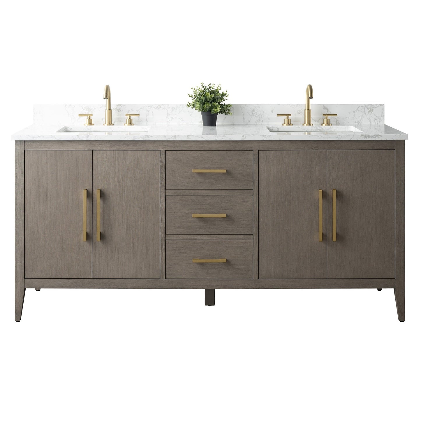 Mobiletto per lavabo da bagno Vanity Art 72 con doppio lavabo e piano in marmo ingegnerizzato