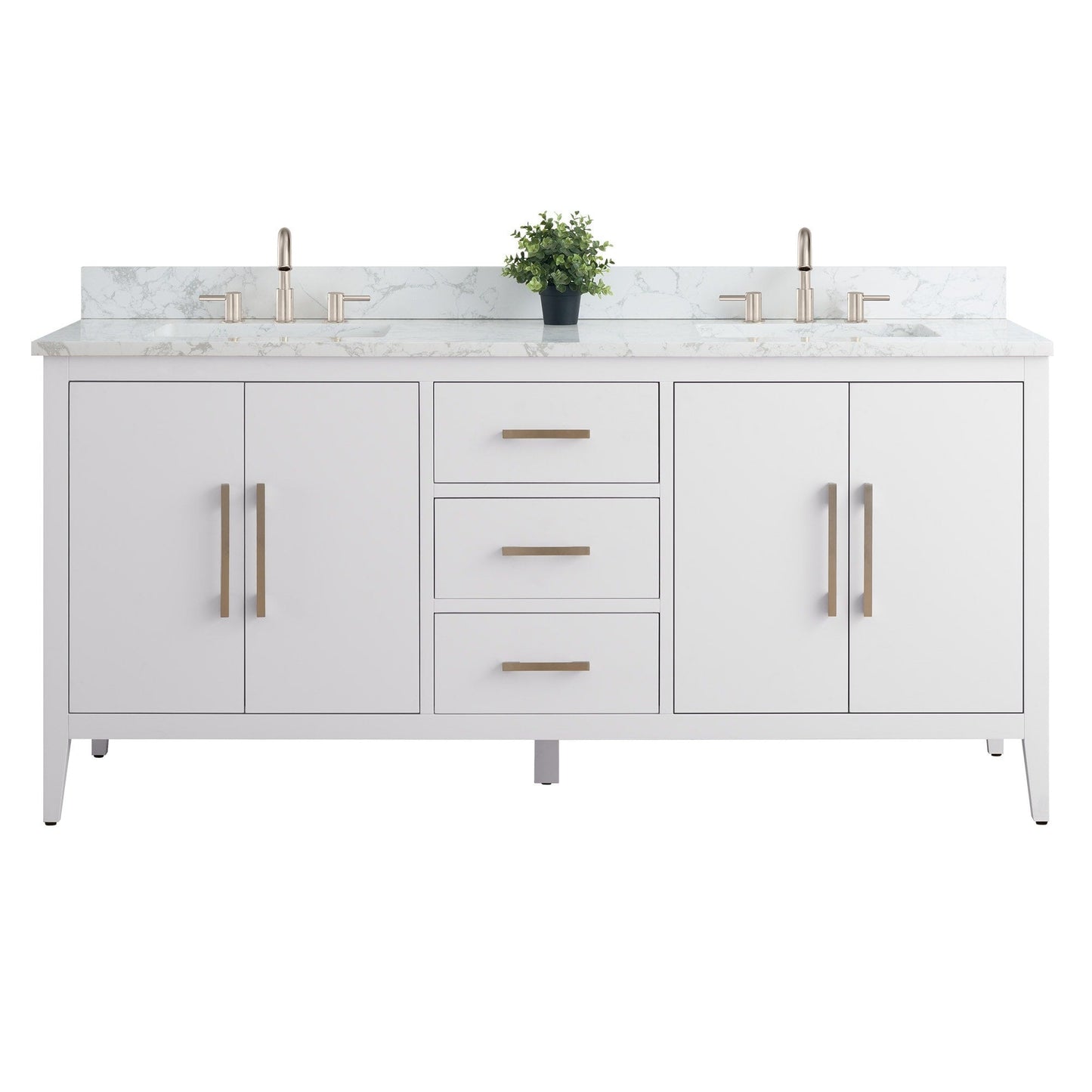 Mobiletto per lavabo da bagno Vanity Art 72 con doppio lavabo e piano in marmo ingegnerizzato