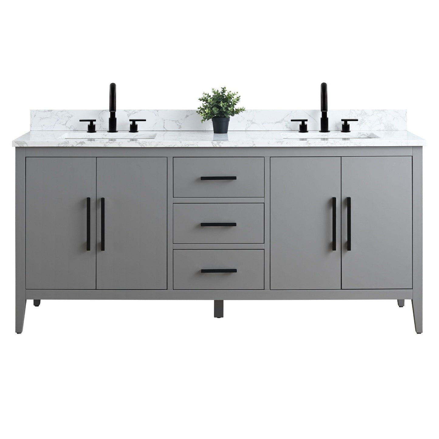 Mobiletto per lavabo da bagno Vanity Art 72 con doppio lavabo e piano in marmo ingegnerizzato