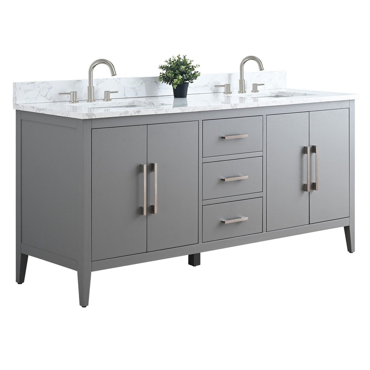 Mobiletto per lavabo da bagno Vanity Art 72 con doppio lavabo e piano in marmo ingegnerizzato