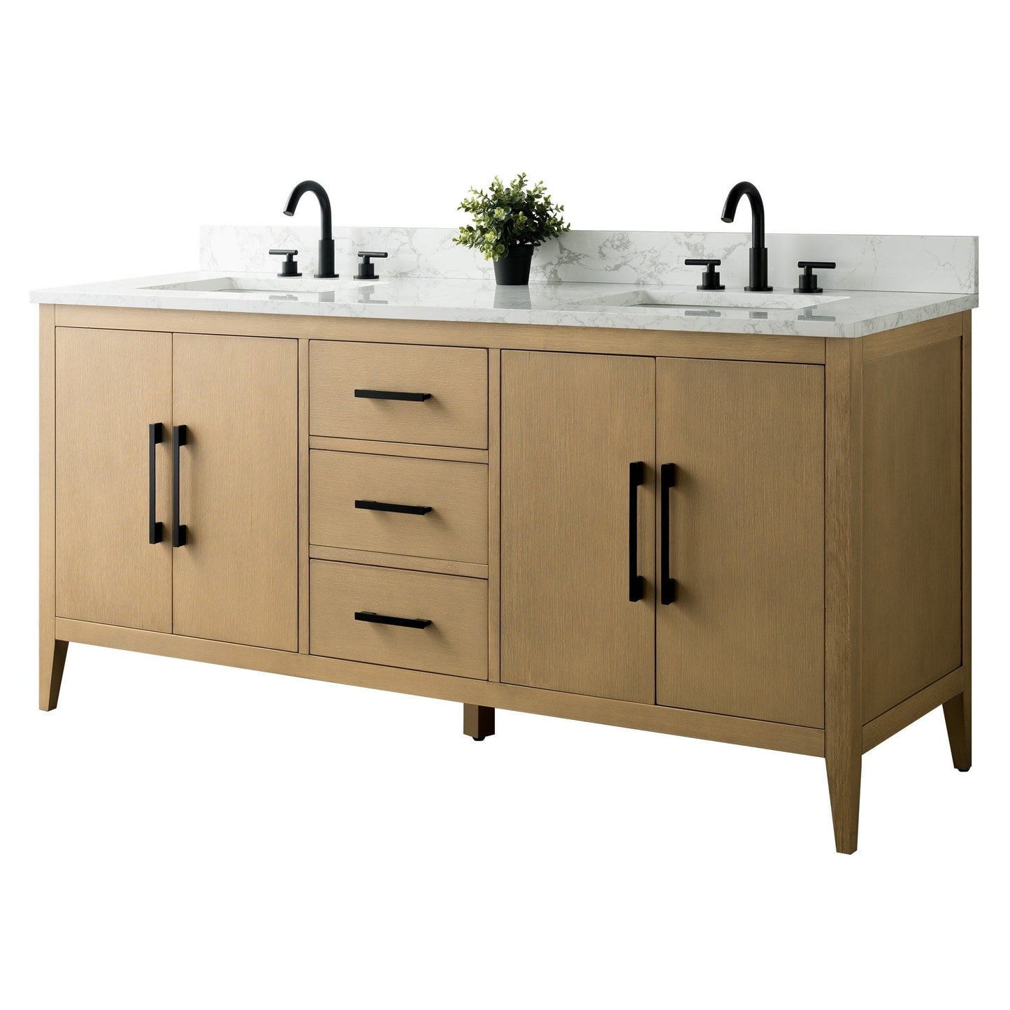Mobiletto per lavabo da bagno Vanity Art 72 con doppio lavabo e piano in marmo ingegnerizzato