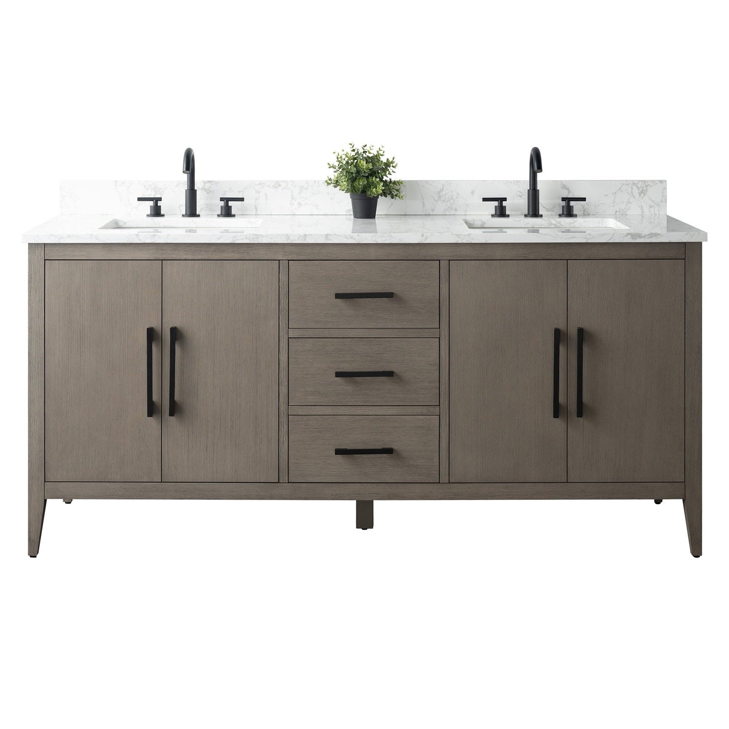 Mobiletto per lavabo da bagno Vanity Art 72 con doppio lavabo e piano in marmo ingegnerizzato