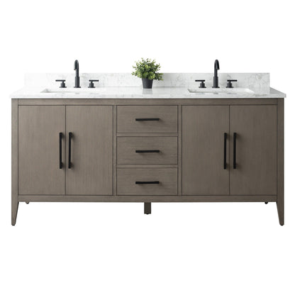 Mobiletto per lavabo da bagno Vanity Art 72 con doppio lavabo e piano in marmo ingegnerizzato