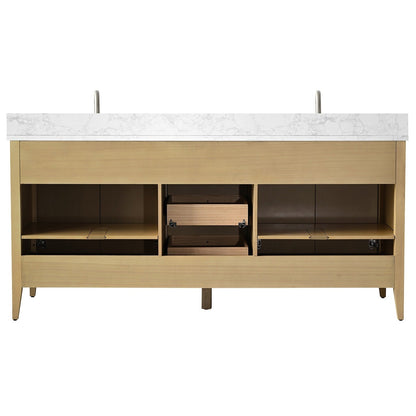Mobiletto per lavabo da bagno Vanity Art 72 con doppio lavabo e piano in marmo ingegnerizzato