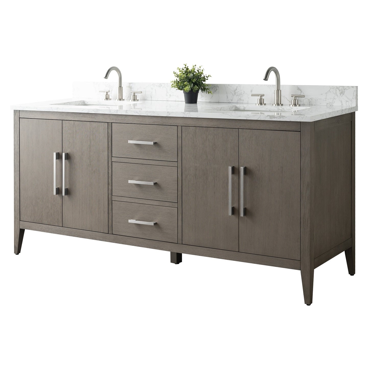 Mobiletto per lavabo da bagno Vanity Art 72 con doppio lavabo e piano in marmo ingegnerizzato