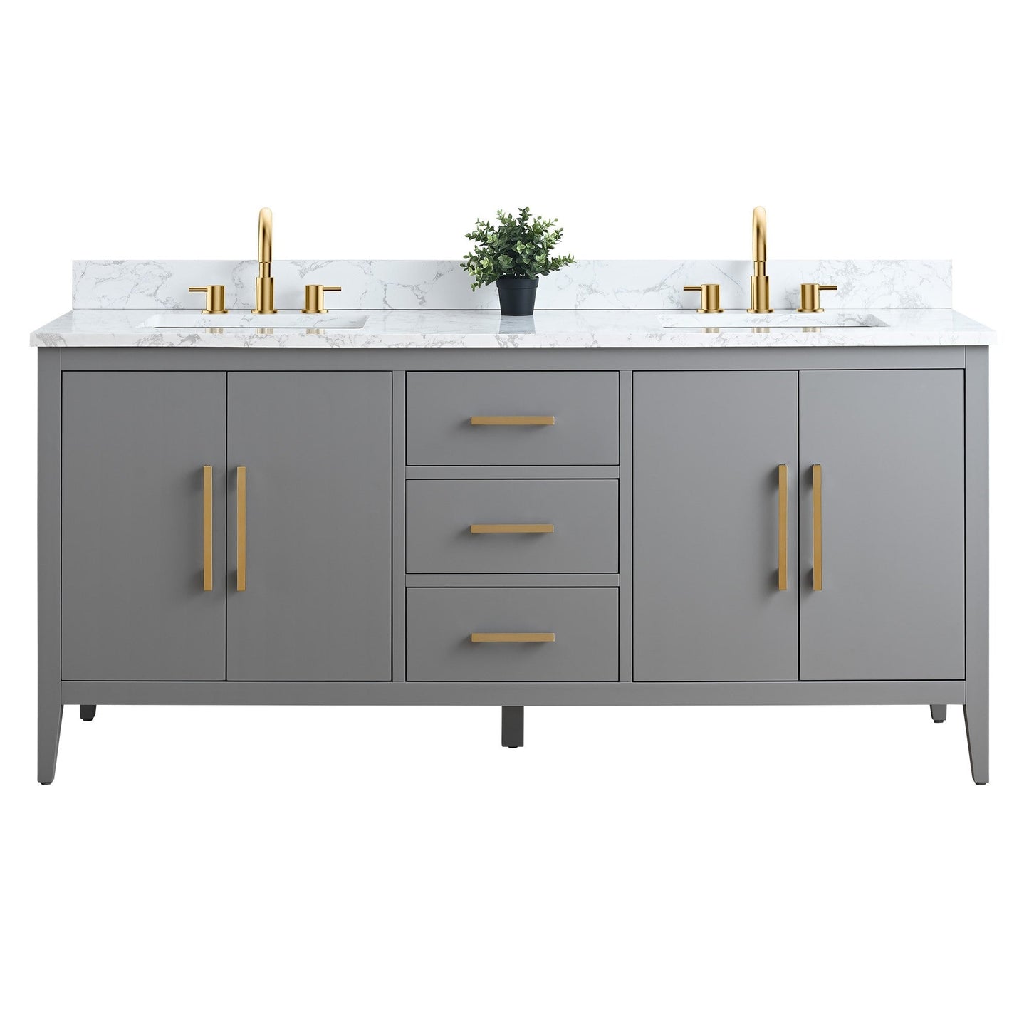 Mobiletto per lavabo da bagno Vanity Art 72 con doppio lavabo e piano in marmo ingegnerizzato