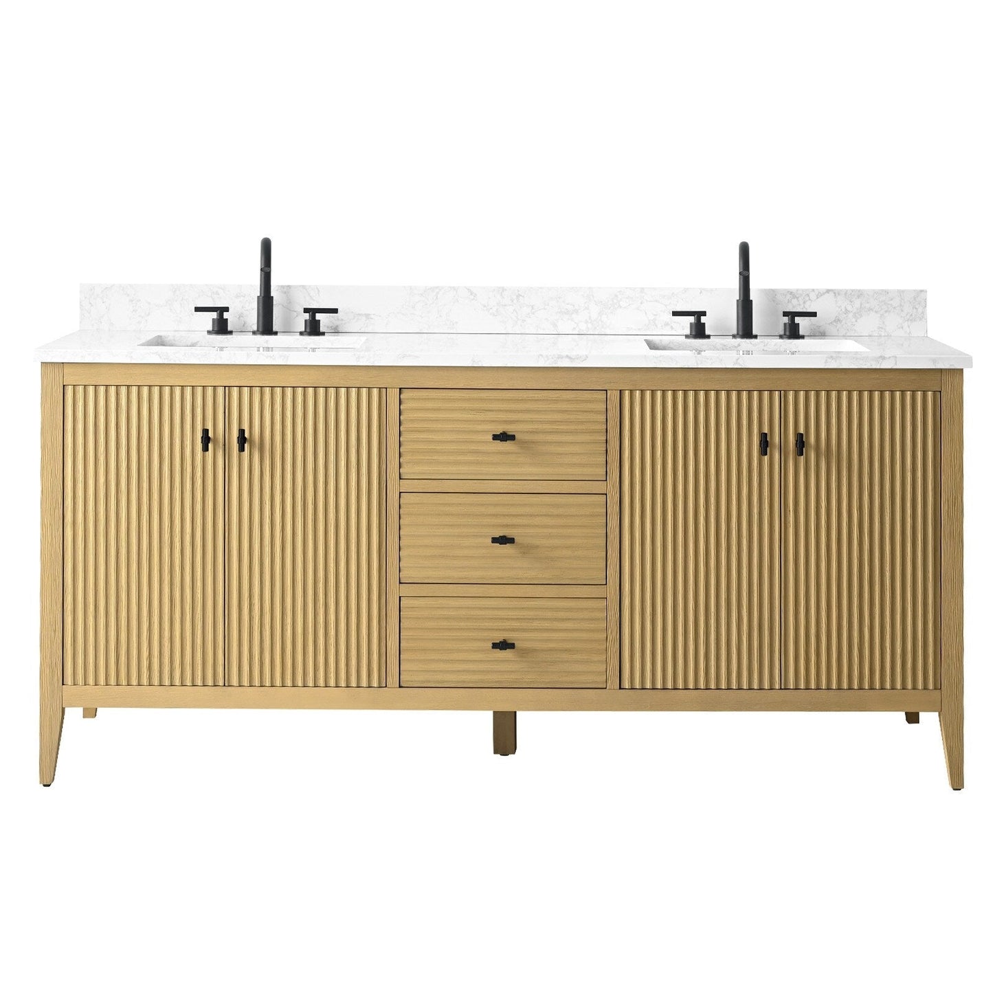 Mobiletto per lavabo da bagno Vanity Art 72 con doppio lavabo e piano in marmo ingegnerizzato