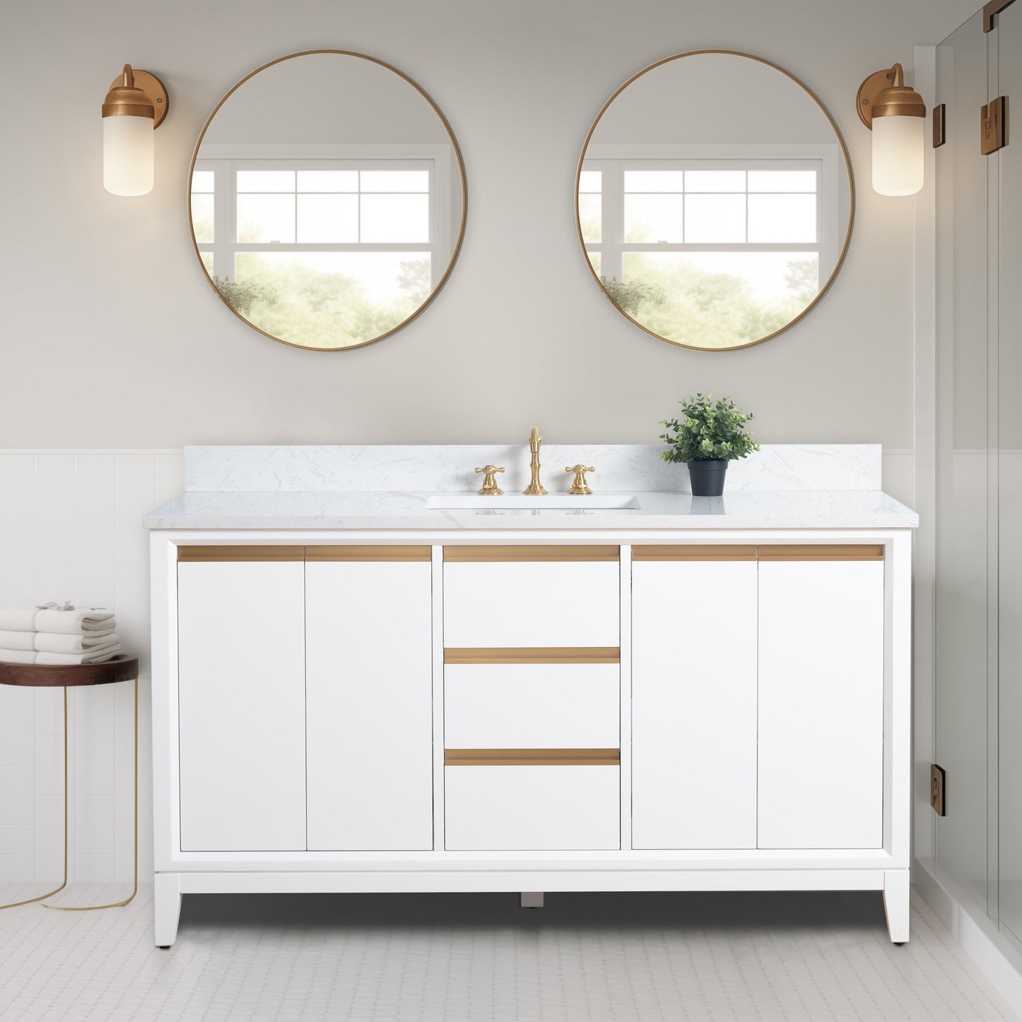 Mobile bagno Vanity Art con lavabo in ceramica e piano in marmo ingegnerizzato