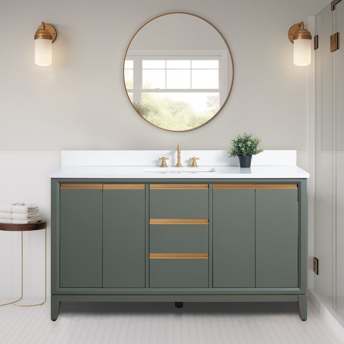 Mobile bagno Vanity Art con lavabo in ceramica e piano in marmo ingegnerizzato