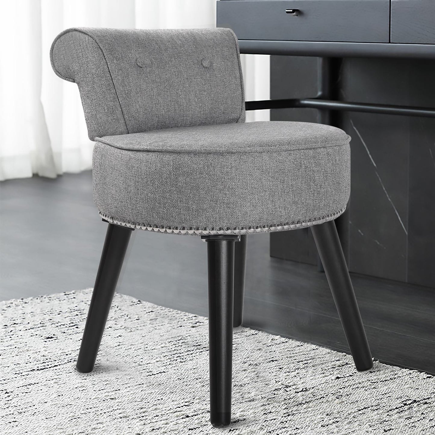 Sedia da trucco VEIKOUS con schienale basso e gambe in legno - 17,3 x 15,7 x 25,1