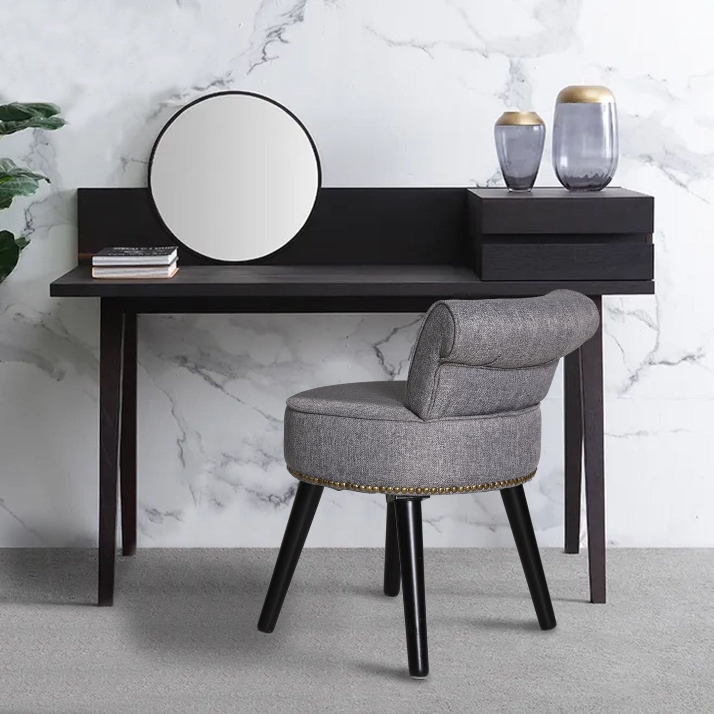 Sedia da trucco VEIKOUS con schienale basso e gambe in legno - 17,3 x 15,7 x 25,1