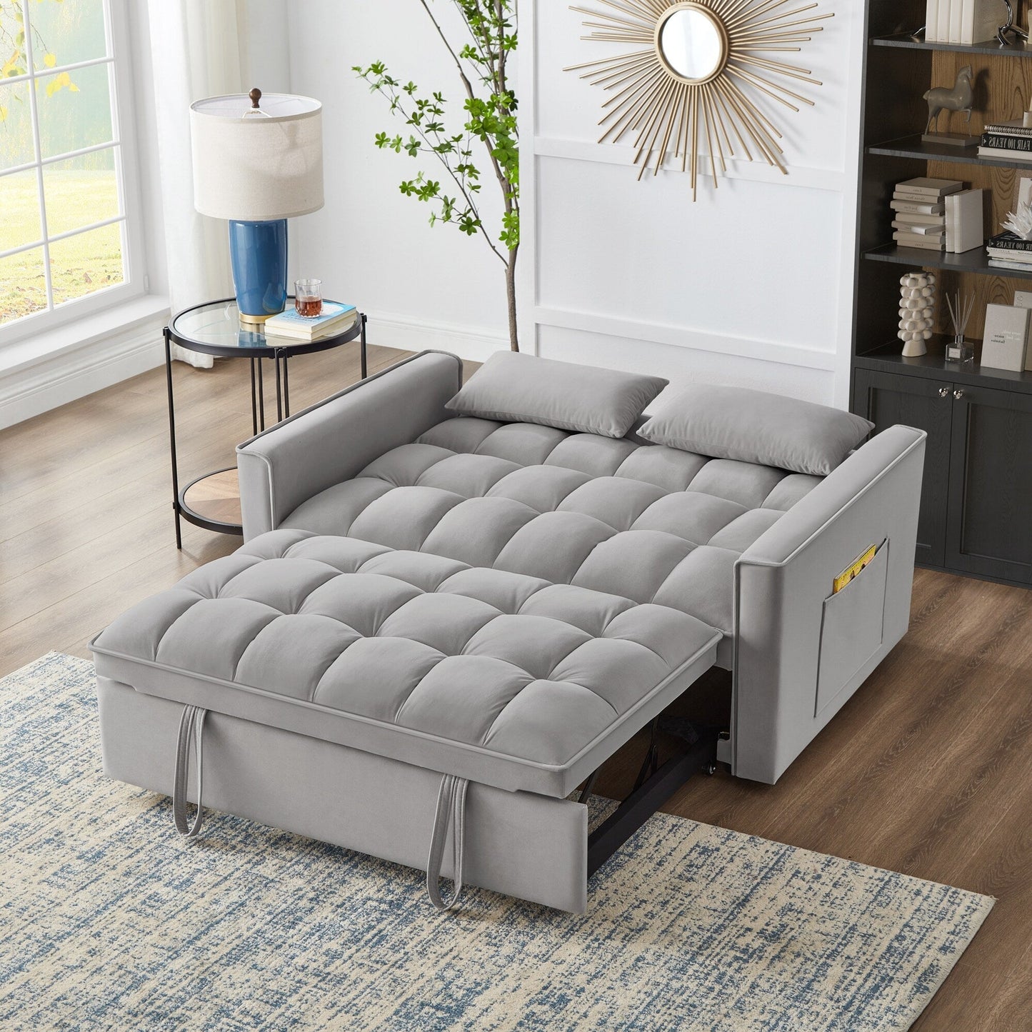 Divano letto estraibile 4 in 1 in velluto