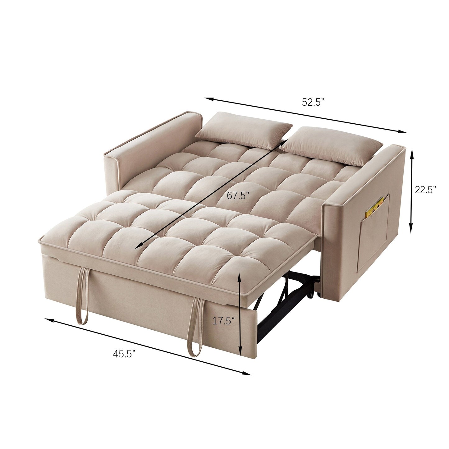 Divano letto estraibile 4 in 1 in velluto