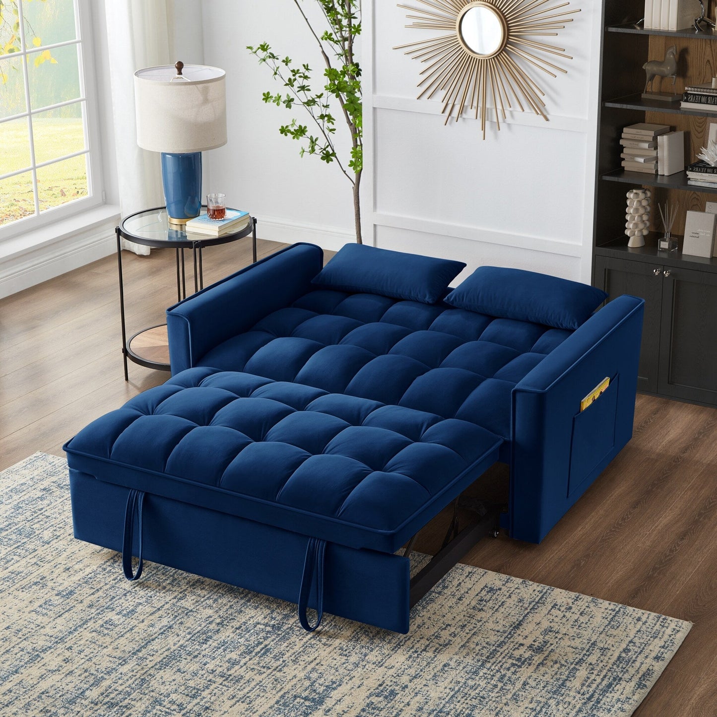 Divano letto estraibile 4 in 1 in velluto