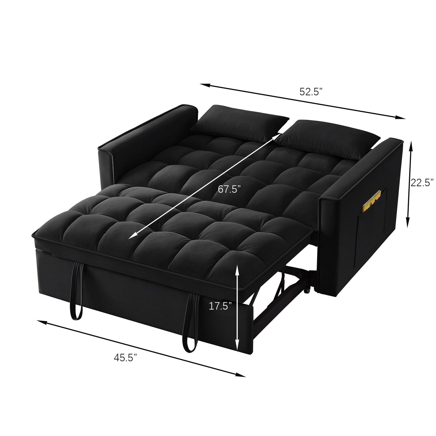 Divano letto estraibile 4 in 1 in velluto