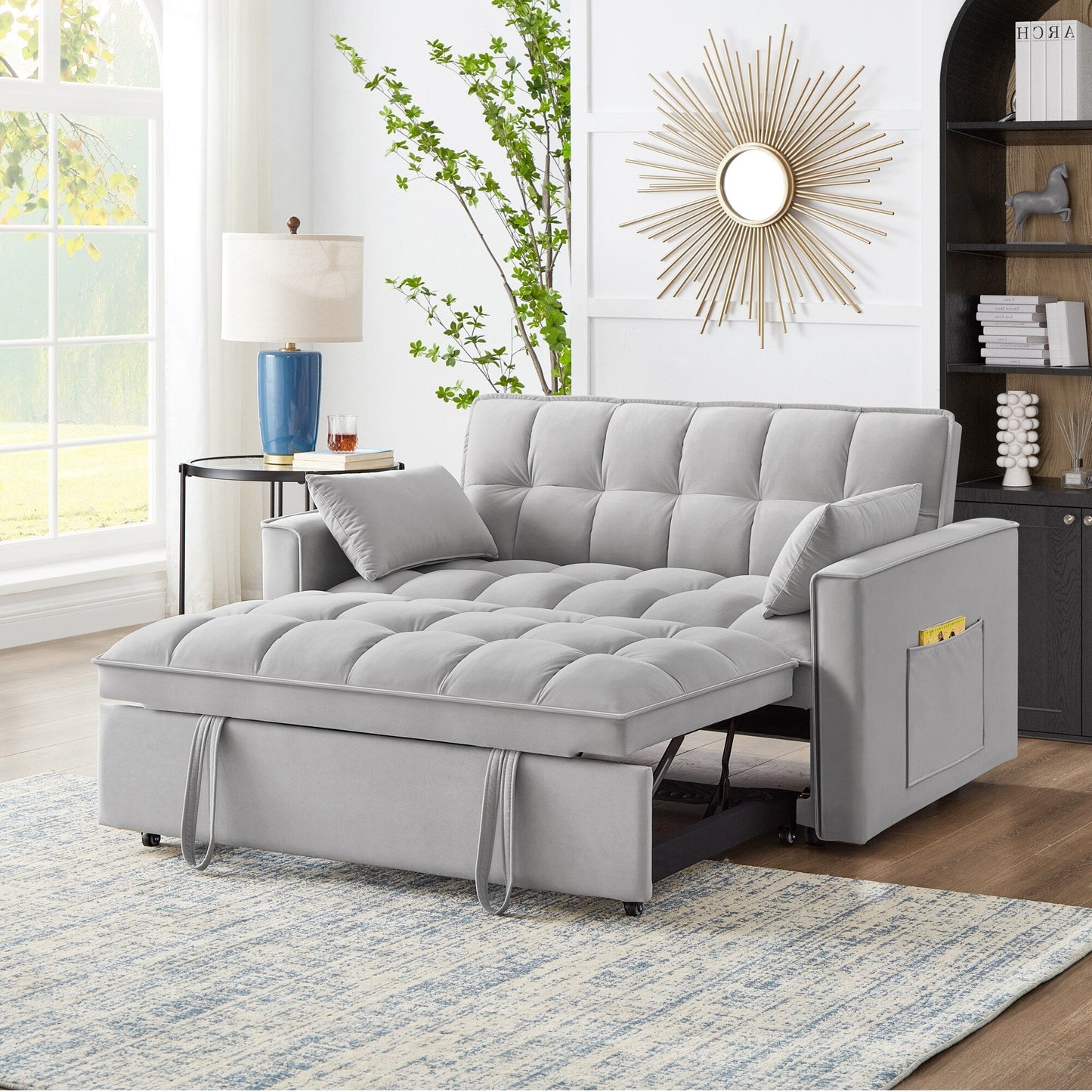 Divano letto estraibile 4 in 1 in velluto