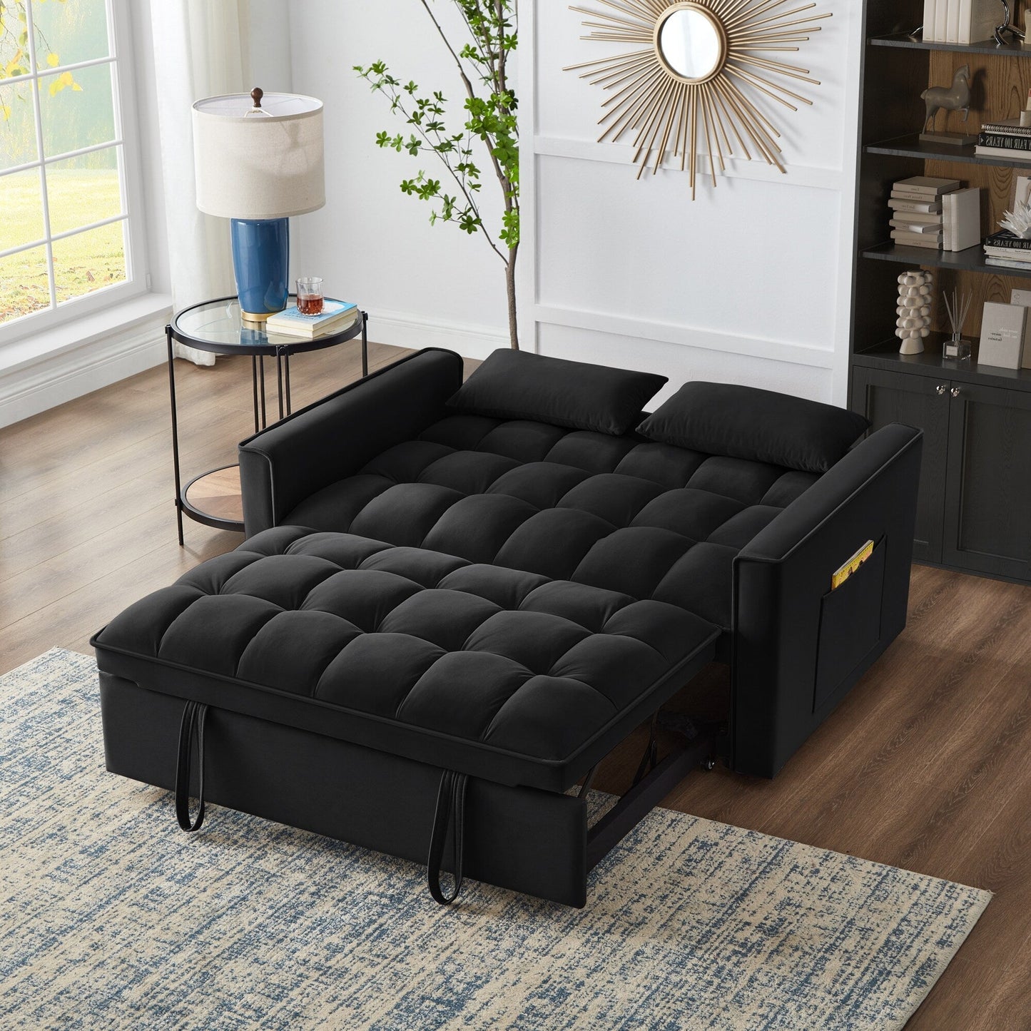Divano letto estraibile 4 in 1 in velluto