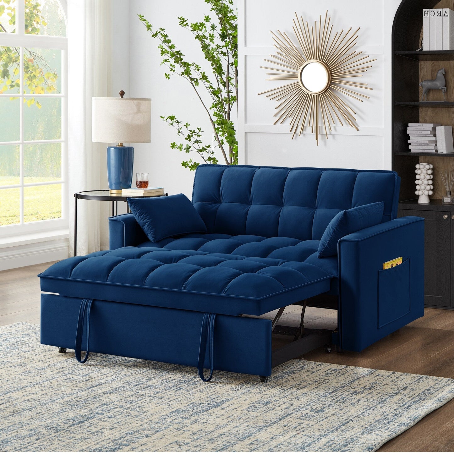 Divano letto estraibile 4 in 1 in velluto