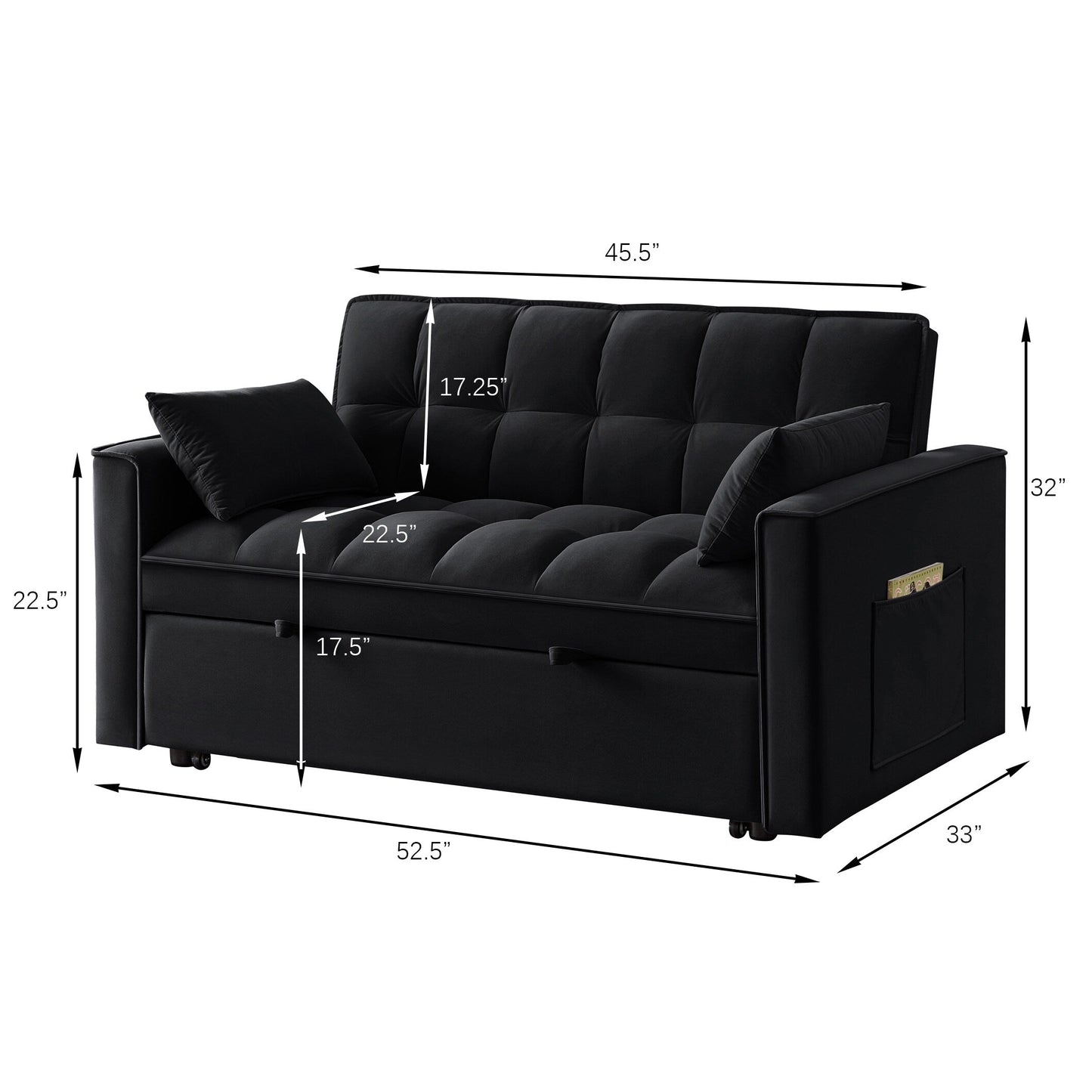 Divano letto estraibile 4 in 1 in velluto