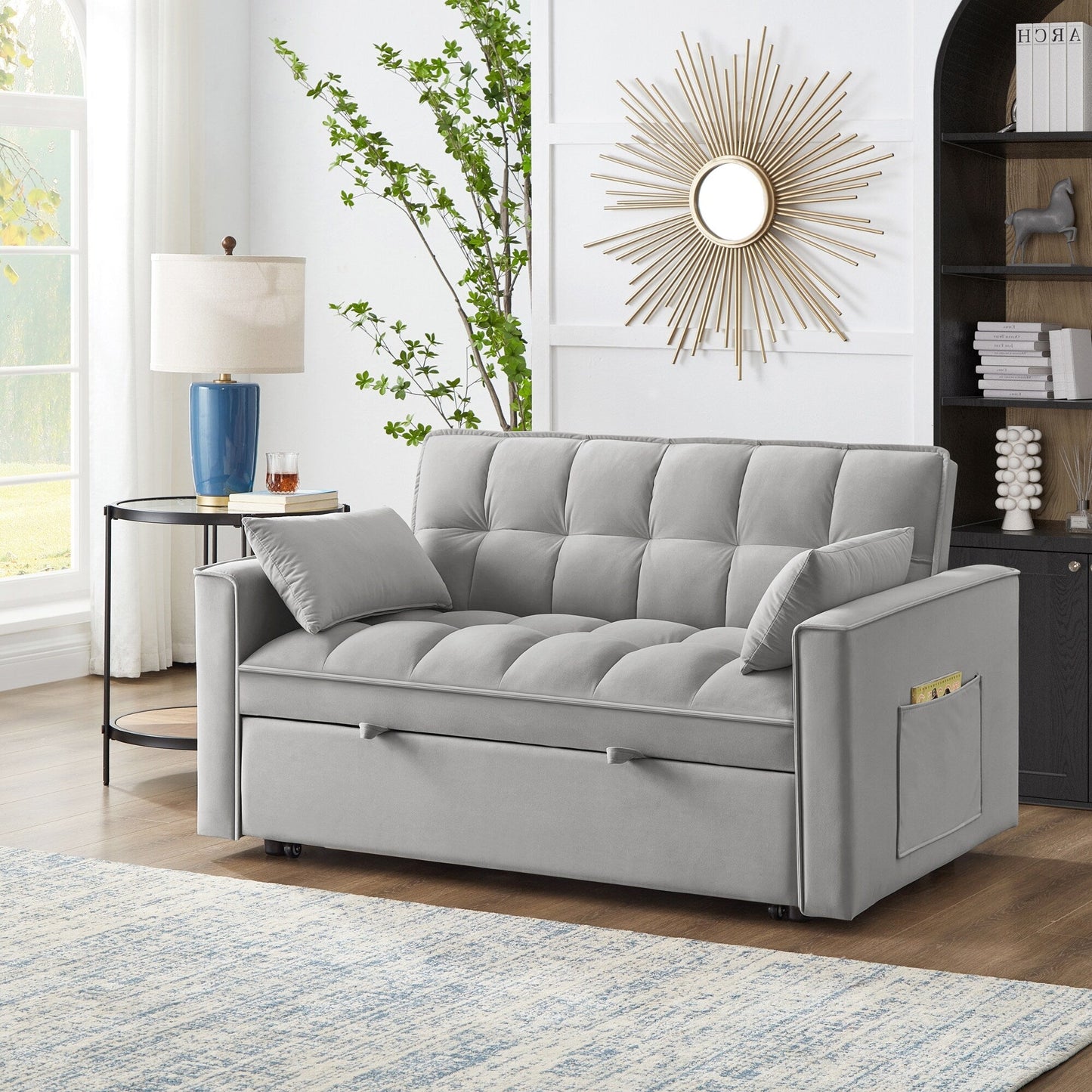 Divano letto estraibile 4 in 1 in velluto