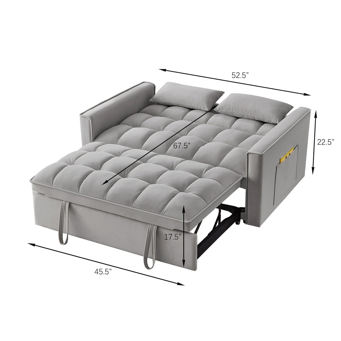 Divano letto estraibile 4 in 1 in velluto
