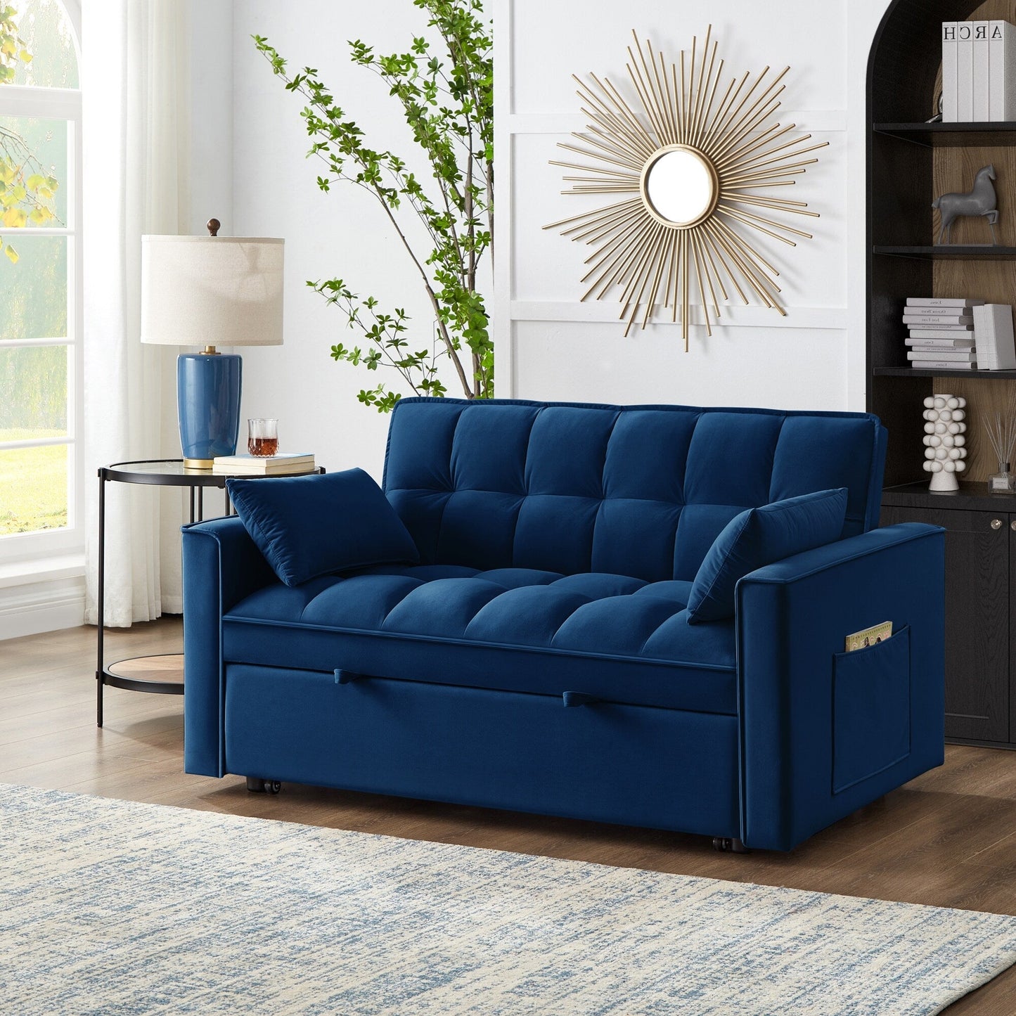 Divano letto estraibile 4 in 1 in velluto