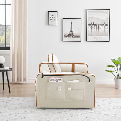 Divano letto convertibile in velluto da 55'' a 2 posti con letto estraibile, reclinazione regolabile, tasche laterali e porta telefono