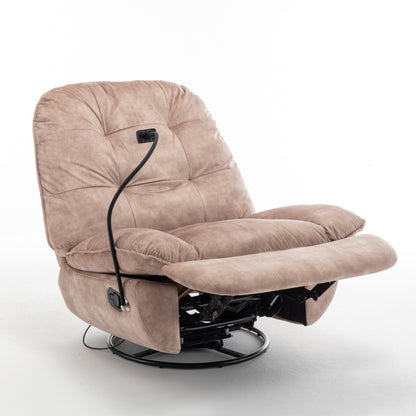 Poltrona reclinabile oversize in velluto con girevole, dondolo e porta telefono