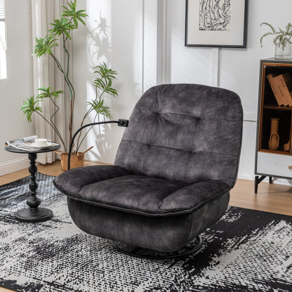 Poltrona reclinabile oversize in velluto con girevole, dondolo e porta telefono
