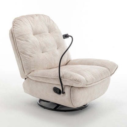Poltrona reclinabile oversize in velluto con girevole, dondolo e porta telefono