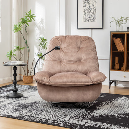 Poltrona reclinabile oversize in velluto con girevole, dondolo e porta telefono