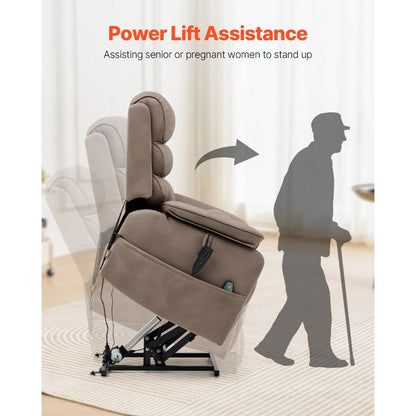 Poltrona reclinabile Velvet Power Lift, doppio motore, riscaldamento, massaggio e caricabatterie wireless
