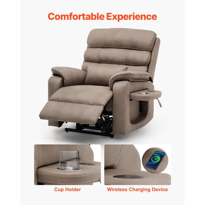 Poltrona reclinabile Velvet Power Lift, doppio motore, riscaldamento, massaggio e caricabatterie wireless
