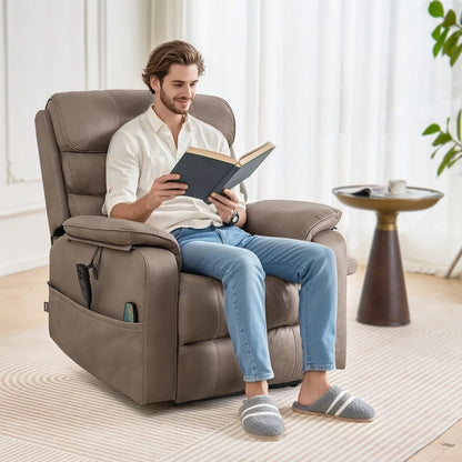 Poltrona reclinabile Velvet Power Lift, doppio motore, riscaldamento, massaggio e caricabatterie wireless
