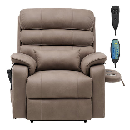 Poltrona reclinabile Velvet Power Lift, doppio motore, riscaldamento, massaggio e caricabatterie wireless