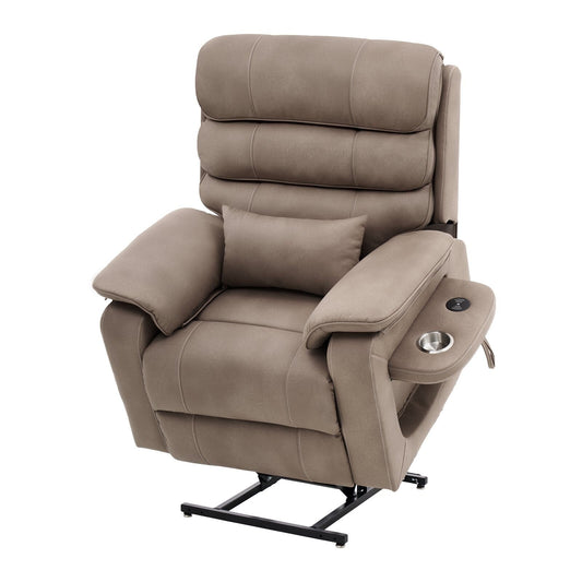 Poltrona reclinabile Velvet Power Lift, doppio motore, riscaldamento, massaggio e caricabatterie wireless